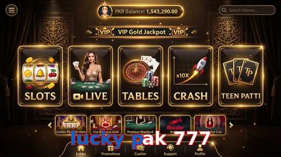 Main screen of Lucky Pak 777 casino page for PK players