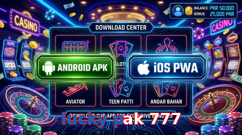 Main screen of Lucky Pak 777 download page for PK players