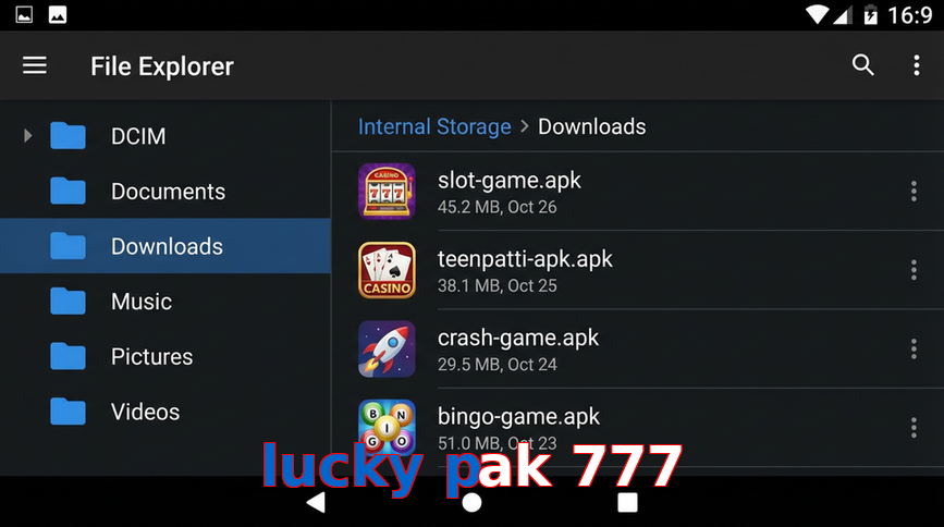 Main screen of Lucky Pak 777 gameapk page for PK players
