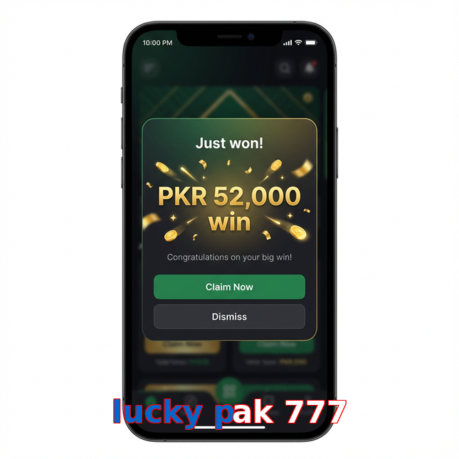 Main screen of Lucky Pak 777 win page for PK players